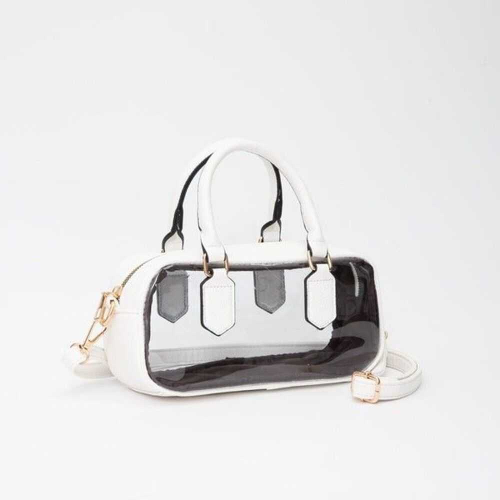 Womens Bag WHITE Transparent Crossbody Adjustable Strap Stadium Approved Concert